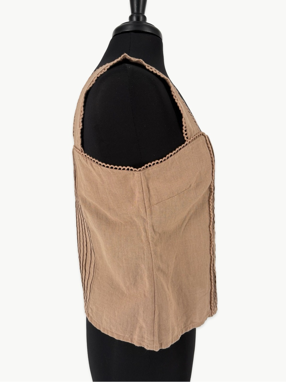 Amour Vert Crochet Trim Tank Top Size Medium in Sand Linen Organic Cotton NWT - Picture 5 of 11